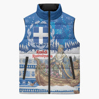 Greece Christmas Sleeveless Puffer Jacket Saint Basil Kala Cristouyenna - Wonder Print Shop
