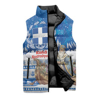 Greece Christmas Sleeveless Puffer Jacket Saint Basil Kala Cristouyenna - Wonder Print Shop