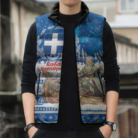 Greece Christmas Sleeveless Puffer Jacket Saint Basil Kala Cristouyenna - Wonder Print Shop