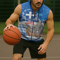 Greece Christmas Sleeveless Zip Hoodie Saint Basil Kala Cristouyenna - Wonder Print Shop