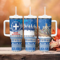 Greece Christmas Tumbler With Handle Saint Basil Kala Cristouyenna - Wonder Print Shop