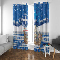 Greece Christmas Window Curtain Saint Basil Kala Cristouyenna - Wonder Print Shop