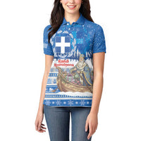 Greece Christmas Women Polo Shirt Saint Basil Kala Cristouyenna - Wonder Print Shop