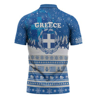 Greece Christmas Zipper Polo Shirt Saint Basil Kala Cristouyenna - Wonder Print Shop
