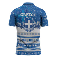 Greece Christmas Zipper Polo Shirt Saint Basil Kala Cristouyenna - Wonder Print Shop