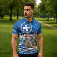Greece Christmas Zipper Polo Shirt Saint Basil Kala Cristouyenna - Wonder Print Shop
