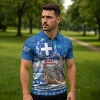 Greece Christmas Zipper Polo Shirt Saint Basil Kala Cristouyenna - Wonder Print Shop