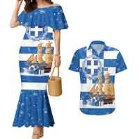 Greece Karavaki Christmas Couples Matching Mermaid Dress and Hawaiian Shirt Merry Chirstmas 2025 - Wonder Print Shop