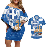 Greece Karavaki Christmas Couples Matching Off Shoulder Short Dress and Hawaiian Shirt Merry Chirstmas 2025 - Wonder Print Shop