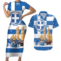 Greece Karavaki Christmas Couples Matching Short Sleeve Bodycon Dress and Hawaiian Shirt Merry Chirstmas 2025 - Wonder Print Shop