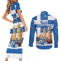 Greece Karavaki Christmas Couples Matching Short Sleeve Bodycon Dress and Long Sleeve Button Shirt Merry Chirstmas 2025 - Wonder Print Shop