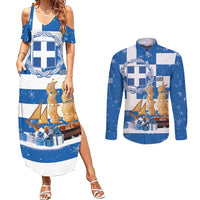 Greece Karavaki Christmas Couples Matching Summer Maxi Dress and Long Sleeve Button Shirt Merry Chirstmas 2025 - Wonder Print Shop
