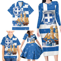 Greece Karavaki Christmas Family Matching Long Sleeve Bodycon Dress and Hawaiian Shirt Merry Chirstmas 2025 - Wonder Print Shop