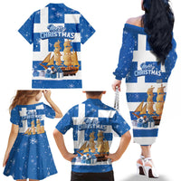 Greece Karavaki Christmas Family Matching Off The Shoulder Long Sleeve Dress and Hawaiian Shirt Merry Chirstmas 2025 - Wonder Print Shop