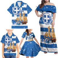 Greece Karavaki Christmas Family Matching Off Shoulder Maxi Dress and Hawaiian Shirt Merry Chirstmas 2025 - Wonder Print Shop