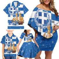 Greece Karavaki Christmas Family Matching Off Shoulder Short Dress and Hawaiian Shirt Merry Chirstmas 2025 - Wonder Print Shop