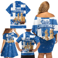Greece Karavaki Christmas Family Matching Off Shoulder Short Dress and Hawaiian Shirt Merry Chirstmas 2025 - Wonder Print Shop