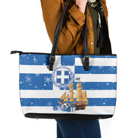 Greece Karavaki Christmas Leather Tote Bag Merry Chirstmas 2025 - Wonder Print Shop