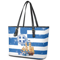 Greece Karavaki Christmas Leather Tote Bag Merry Chirstmas 2025 - Wonder Print Shop
