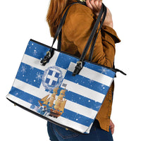 Greece Karavaki Christmas Leather Tote Bag Merry Chirstmas 2025 - Wonder Print Shop