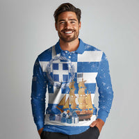 Greece Karavaki Christmas Long Sleeve Polo Shirt Merry Chirstmas 2025 - Wonder Print Shop