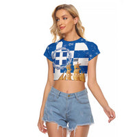 Greece Karavaki Christmas Raglan Cropped T Shirt Merry Chirstmas 2025 - Wonder Print Shop