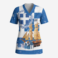 Greece Karavaki Christmas Scrub Top Merry Chirstmas 2025 - Wonder Print Shop