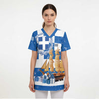 Greece Karavaki Christmas Scrub Top Merry Chirstmas 2025 - Wonder Print Shop