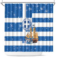 Greece Karavaki Christmas Shower Curtain Merry Chirstmas 2025 - Wonder Print Shop