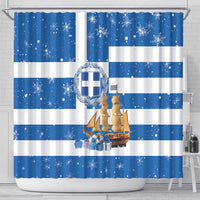 Greece Karavaki Christmas Shower Curtain Merry Chirstmas 2025 - Wonder Print Shop