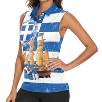 Greece Karavaki Christmas Women Sleeveless Polo Shirt Merry Chirstmas 2025 - Wonder Print Shop