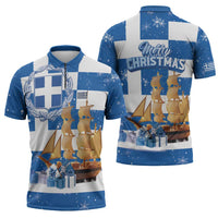 Greece Karavaki Christmas Zipper Polo Shirt Merry Chirstmas 2025 - Wonder Print Shop