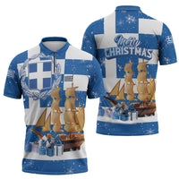 Greece Karavaki Christmas Zipper Polo Shirt Merry Chirstmas 2025 - Wonder Print Shop