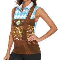Germany Christmas Women Sleeveless Polo Shirt Bavarian Costume Style - Wonder Print Shop