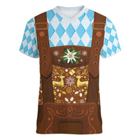 Germany Christmas Women V-Neck T-Shirt Bavarian Costume Style - Wonder Print Shop