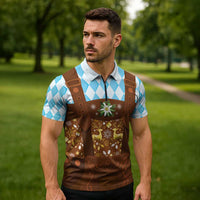 Germany Christmas Zipper Polo Shirt Bavarian Costume Style - Wonder Print Shop