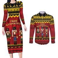 Germany Nussknacker Christmas Couples Matching Long Sleeve Bodycon Dress and Long Sleeve Button Shirt Crack Deez Nuts - Wonder Print Shop