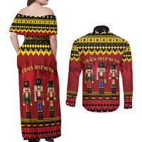 Germany Nussknacker Christmas Couples Matching Off Shoulder Maxi Dress and Long Sleeve Button Shirt Crack Deez Nuts - Wonder Print Shop