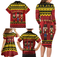 Germany Nussknacker Christmas Family Matching Long Sleeve Bodycon Dress and Hawaiian Shirt Crack Deez Nuts - Wonder Print Shop