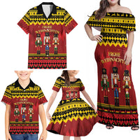 Germany Nussknacker Christmas Family Matching Off Shoulder Maxi Dress and Hawaiian Shirt Crack Deez Nuts - Wonder Print Shop