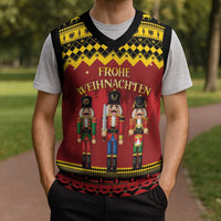 Germany Nussknacker Christmas Knitted V-Neck Vest Crack Deez Nuts - Wonder Print Shop