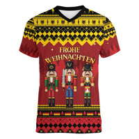 Germany Nussknacker Christmas Women V-Neck T-Shirt Crack Deez Nuts - Wonder Print Shop