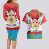 Personalised Luxembourg Christmas Couples Matching Long Sleeve Bodycon Dress and Hawaiian Shirt Schei Chreschtdeeg 2025 - Wonder Print Shop