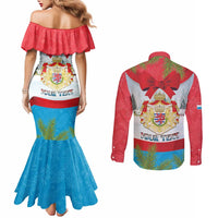 Personalised Luxembourg Christmas Couples Matching Mermaid Dress and Long Sleeve Button Shirt Schei Chreschtdeeg 2025 - Wonder Print Shop