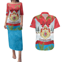 Personalised Luxembourg Christmas Couples Matching Puletasi and Hawaiian Shirt Schei Chreschtdeeg 2025 - Wonder Print Shop