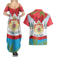 Personalised Luxembourg Christmas Couples Matching Summer Maxi Dress and Hawaiian Shirt Schei Chreschtdeeg 2025 - Wonder Print Shop