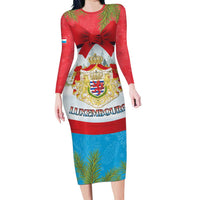 Personalised Luxembourg Christmas Family Matching Long Sleeve Bodycon Dress and Hawaiian Shirt Schei Chreschtdeeg 2025 - Wonder Print Shop