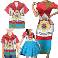 Personalised Luxembourg Christmas Family Matching Short Sleeve Bodycon Dress and Hawaiian Shirt Schei Chreschtdeeg 2025 - Wonder Print Shop