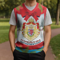 Personalised Luxembourg Christmas Knitted V-Neck Vest Schei Chreschtdeeg 2025 - Wonder Print Shop