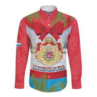 Personalised Luxembourg Christmas Long Sleeve Button Shirt Schei Chreschtdeeg 2025 - Wonder Print Shop